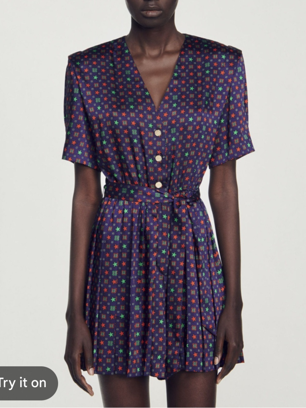 Sandro Star Printed Satin Playsuit